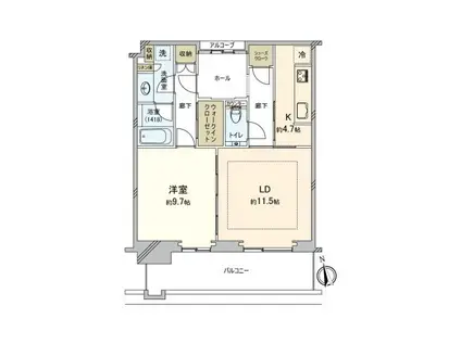 グラングリーン大阪 THE ノース RESIDENCE(1LDK/15階)の間取り写真