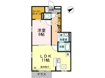 サウスグラース(1LDK/1階)の間取り写真