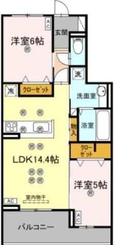 エグレットテラスII(2LDK/2階)の間取り写真