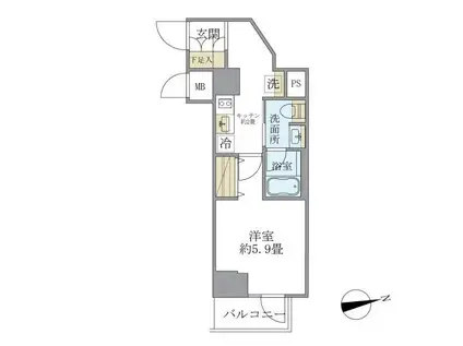 プラッツ旗の台(1K/1階)の間取り写真