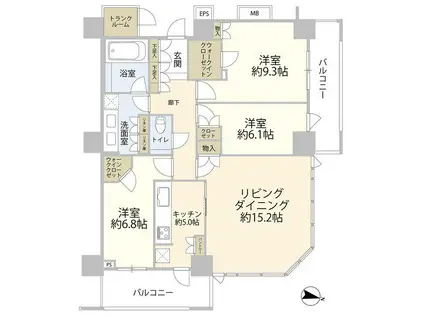 THE KOSUGI TOWER(3LDK/49階)の間取り写真
