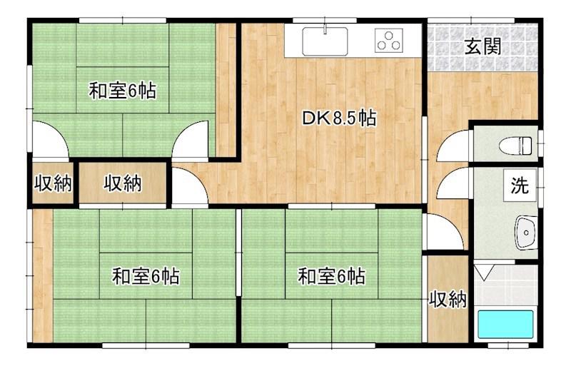 コーポ竪林(3LDK/2階)の間取り写真
