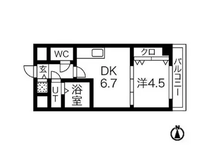ONE ROOF FLAT FUKUSHIMAワンルーフフラットフク(1DK/8階)の間取り写真