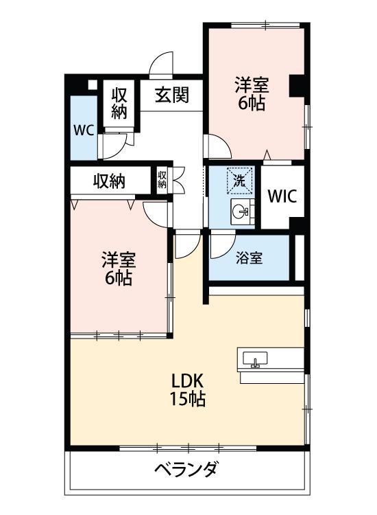 シャンテ若松(2LDK/5階)の間取り写真