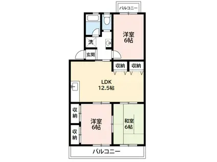 パークハウスあまの(3LDK/4階)の間取り写真