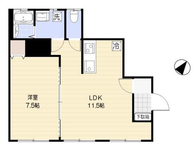 サンク白金高輪(1LDK/1階)の間取り写真