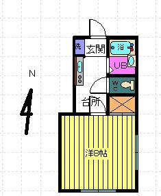 KHハウス(1K/2階)の間取り写真