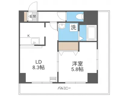 サンコート南6条壱番館(1LDK/6階)の間取り写真