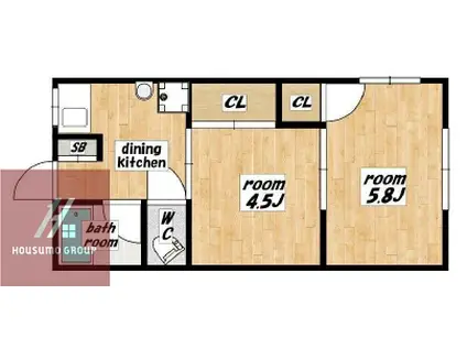 ランドマーク大阪福島(2K/1階)の間取り写真