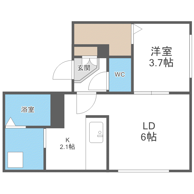 ORQUIDEA西線9条(1LDK/3階)の間取り写真