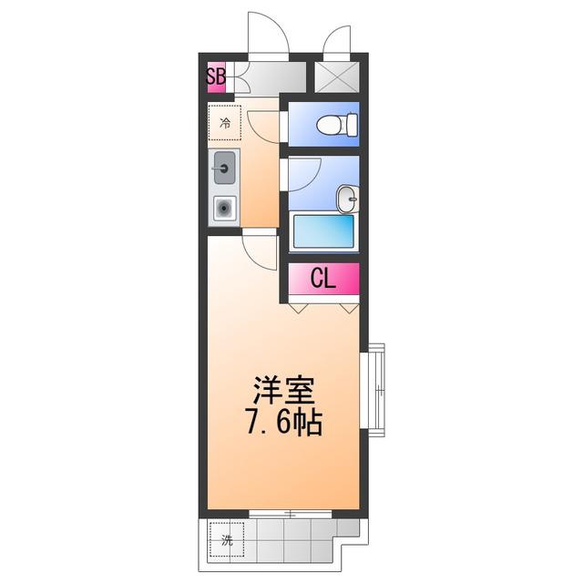 ベルデ堺東(1K/3階)の間取り写真