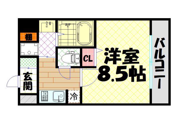 プロシード本町西セレーノ(1K/7階)の間取り写真