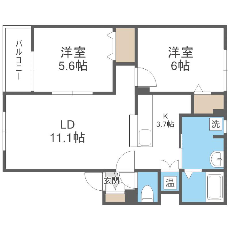 パレット(2LDK/3階)の間取り写真