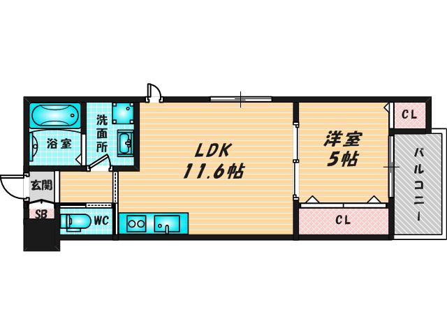 CLASS-A 長瀬(1LDK/2階)の間取り写真