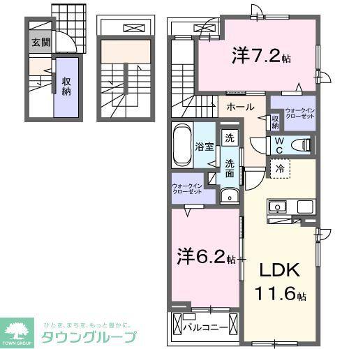 クレッセント毛呂山(2LDK/3階)の間取り写真