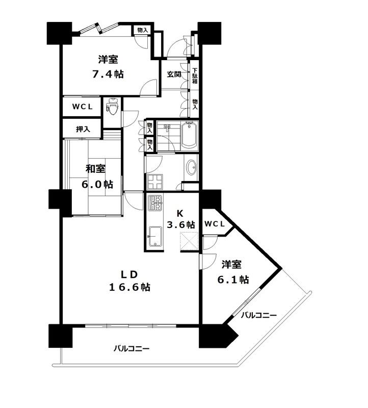 シティタワー品川(3LDK/39階)の間取り写真