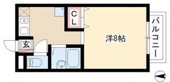 ミトラス名塚(1K/2階)の間取り写真