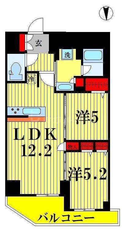 グランパセオ菊川(1SLDK/7階)の間取り写真