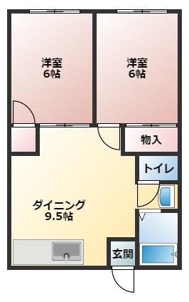 リーベ高部(2DK/1階)の間取り写真