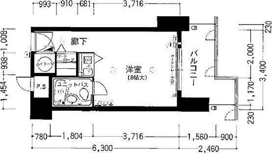 朝日プラザ新大阪(1DK/9階)の間取り写真