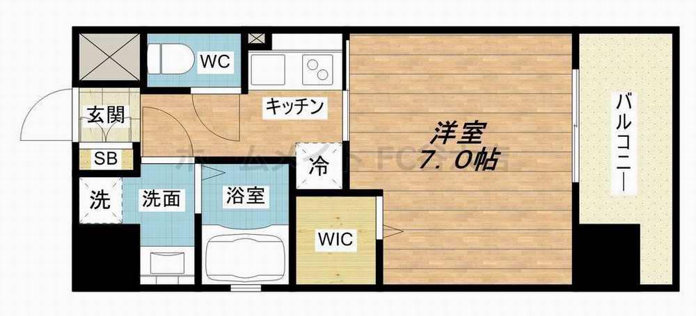 レオンヴァリエ大阪ベイシティII(1K/13階)の間取り写真