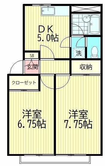 ファミネス山王(2DK/2階)の間取り写真