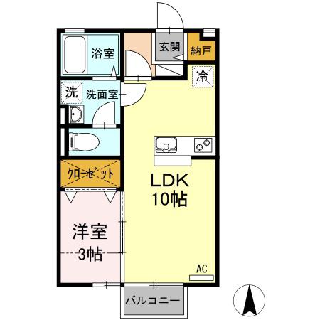 ヴィラセゾン III(1LDK/1階)の間取り写真