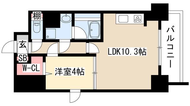 ルノンドームA(1LDK/10階)の間取り写真
