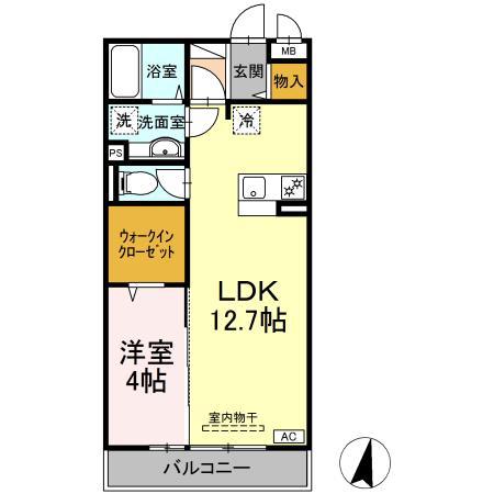 トレビナ保谷(1LDK/2階)の間取り写真