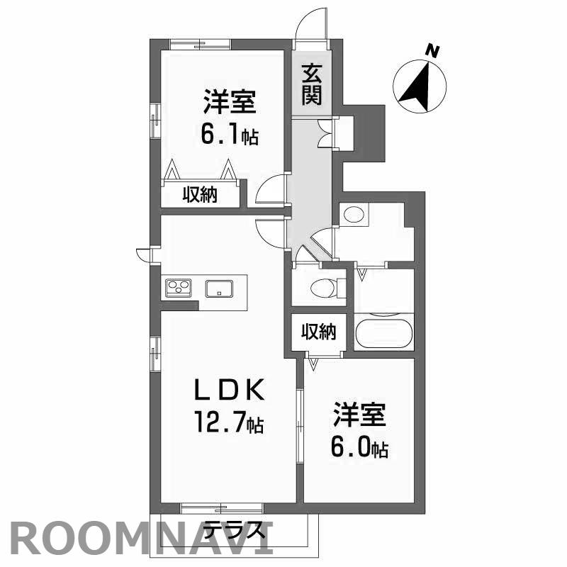 プロヌーブ沖洲II番館(2LDK/1階)の間取り写真