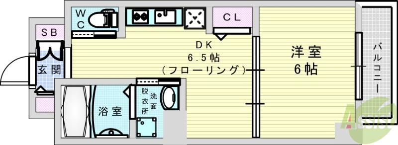 MV.IMP大阪塚本(1DK/6階)の間取り写真