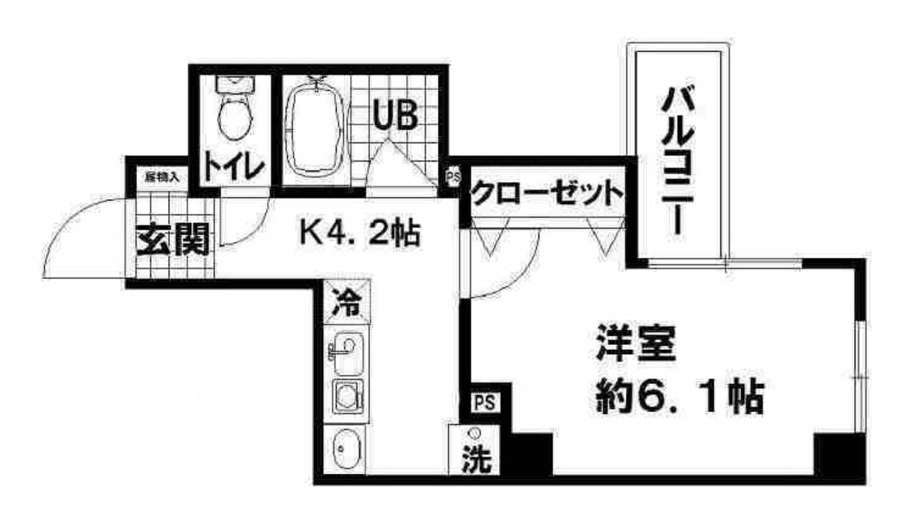 プレミアム新町III(1K/4階)の間取り写真