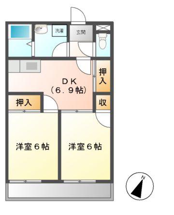 ひまわりハイツ(2DK/1階)の間取り写真