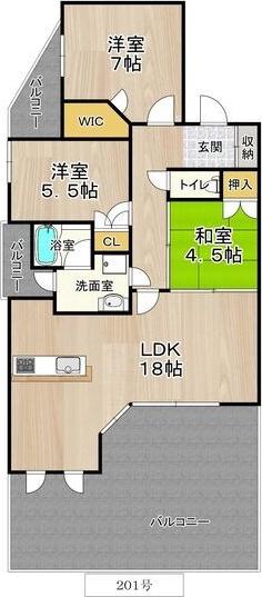 CITY SPIRE夕陽丘(3LDK/2階)の間取り写真