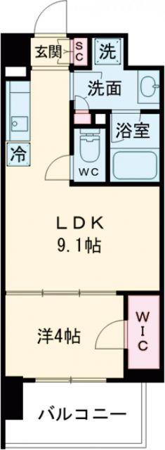 エル・セレーノ天満橋(1LDK/6階)の間取り写真