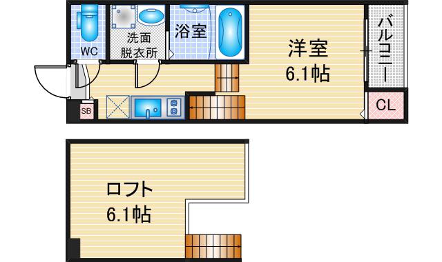 ハーモニーテラス平安通III(1SK/2階)の間取り写真