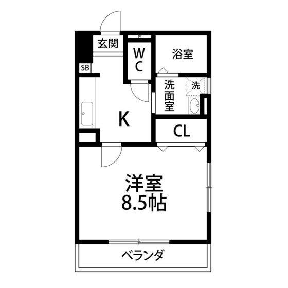 バリューII(1K/4階)の間取り写真