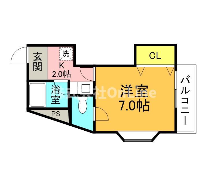 ブランドールKS(1K/7階)の間取り写真