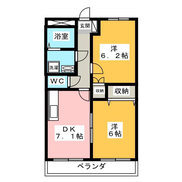 ルミナスエクレセンス(2DK/2階)の間取り写真