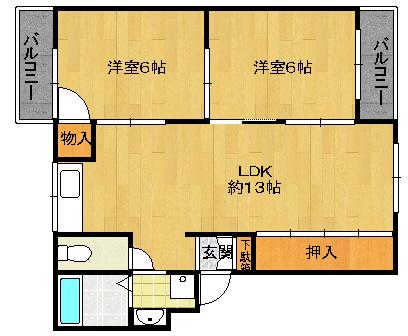 グレースコーポ美園(2LDK/2階)の間取り写真