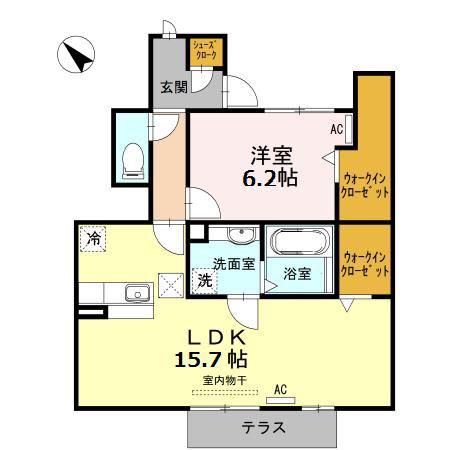 パピヨン(1LDK/1階)の間取り写真