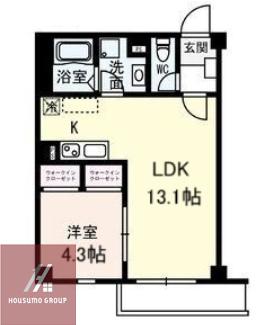ソラシアレジデンス九条(1LDK/1階)の間取り写真