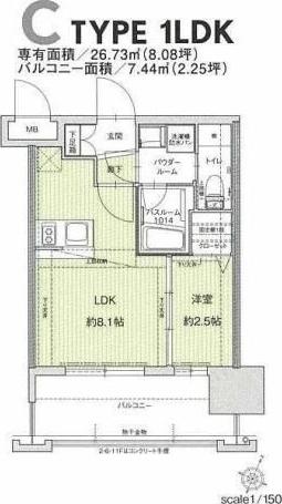 ドゥーエ赤坂(1LDK/10階)の間取り写真
