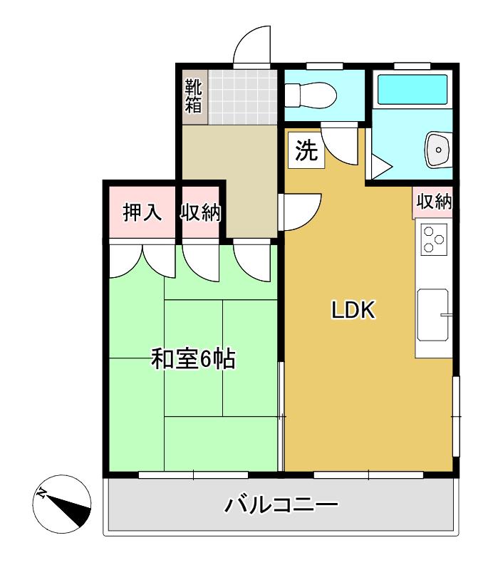 SAKURA(1LDK/2階)の間取り写真