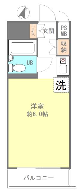 メゾンドポワリエ(ワンルーム/6階)の間取り写真