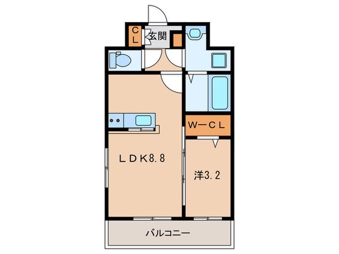 マルコビル平尾(1LDK/8階)の間取り写真