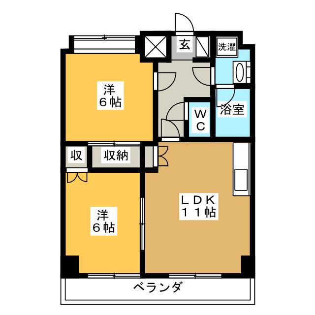 ベルメゾン晃和(2LDK/7階)の間取り写真