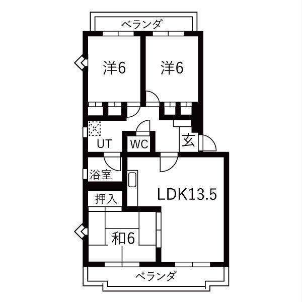 エステート篠木(3LDK/3階)の間取り写真