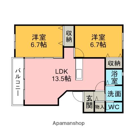 E-TOWNTOYOU(2LDK/2階)の間取り写真