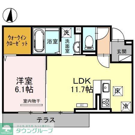 アクシス・ハイム(1LDK/1階)の間取り写真